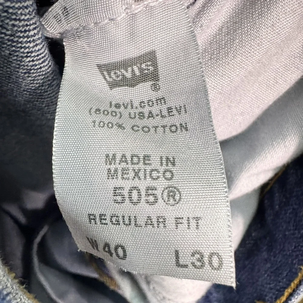 Levi's Jeans Mens 40x30 505 Regular Fit Blue Straight Leg Denim EUC